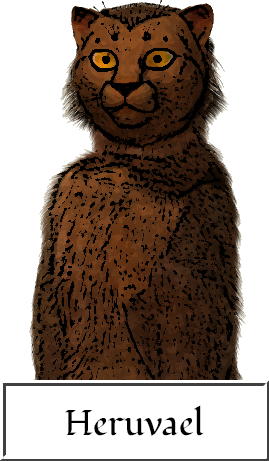 Upper body image of Heruvael to demonstrate the brown and tan hyarmi coat color.