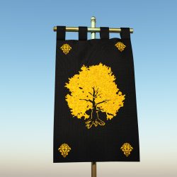 Southcove Duchy Image of a black vertical banner (gonfalon) depicting a golden oak tree.