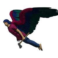 Aurora at Dusk An ava (male avarii) flies holding an axe.